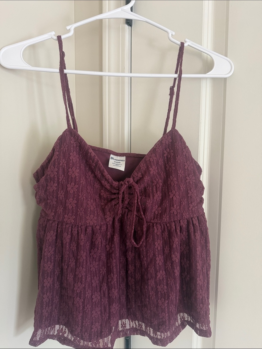 No Boundaries Plum Lace Tie-Front Tank